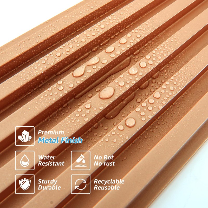 Art3dwallpanels Slat Wall Paneling, 104'' x 6.7'' Glossy Metal Finish