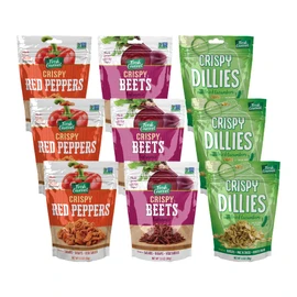 Fresh Gourmet Variety, 3 Fresh Gourmet Crispy Balsamic Beets, 3.5 Ounce, 3 Fresh Gourmet Crispy Red Peppers, 3.5 Ounce, 3 Fresh Gourmet Crispy Dillies, Pickle Flavored, 3.5 OZ, 1 CT