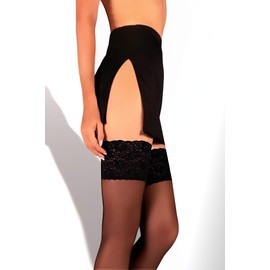 Mila Marutti Seamed Sheer Tights - Elegant Thigh High Stockings - Luxurious Black Stockings for Women Sheer - Black, L