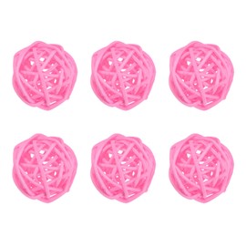 M METERXITY 6-Pack Wicker Rattan Balls 30mm/1.2 Inch Decorative Rattan Balls Orbs Vase Fillers Bowl Fillers for Christmas/Weddings/DIY Crafts/Home Decor [Pink]