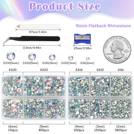LPZMPZ Rhinestones for Textiles, Glitter Stones for Crafts, Rhinestones, Mixed in 5 Sizes, with Picking Tweezers and Wax Pen for DIY, Nails, Clothing, Crafts, SS6-SS30 (Crystal AB)