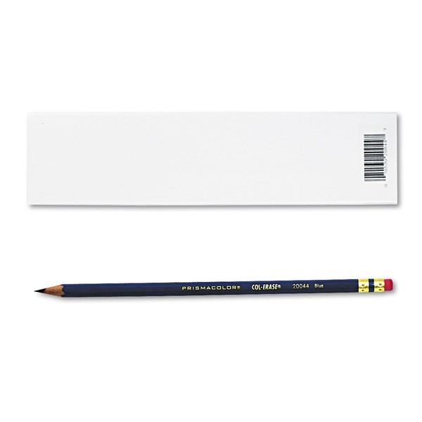 Prismacolor Col-Erase Pencil with Eraser, Blue Lead, Blue Barrel, Dozen