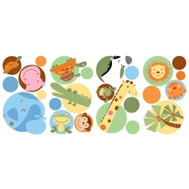 RoomMates Jungle animals polka dot Wall Decal