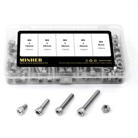 M6 Allen Screw and Nut Combination Box 304 Stainless Steel Mechanical Hexagon Socket Bolt Set 10 mm 20 mm 30 mm 40 mm