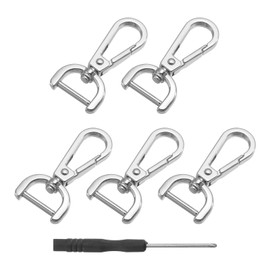 uxcell 1 Set Detachable Snap Hooks, 0.59" D Ring Swivel Clasp for Purses Push Gate Lobster Claw Clasps Fashion Clip Purse Making with Screwdriver, Silver