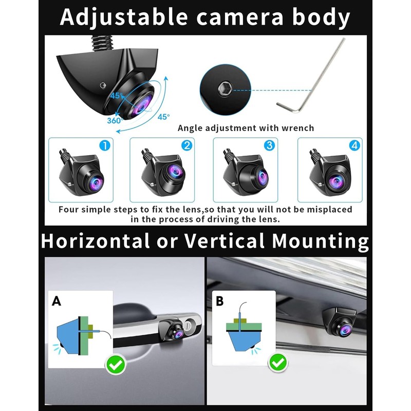 B-Qtech Vehicle Backup Camera and Monitor System Rear View Reverse
