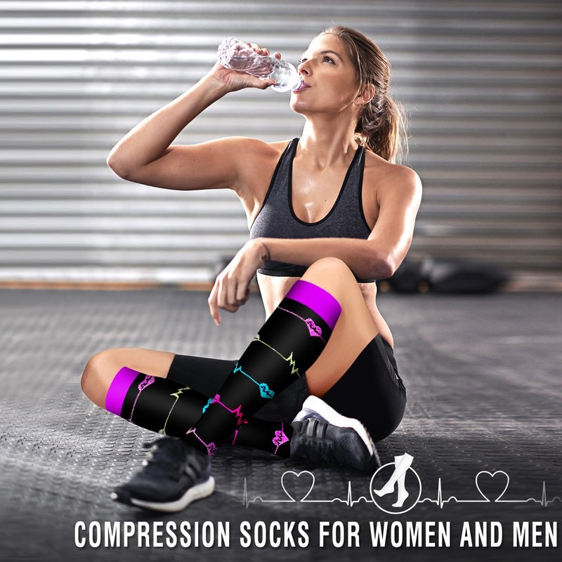 Bluemaple 6 Pack Copper Compression Socks for Women and Men