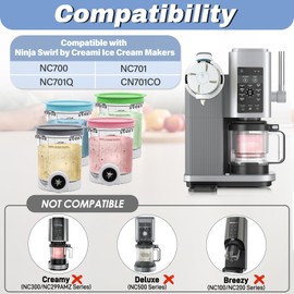 NANOBABY Pints and Lids Replacement Compatible with Ninja Swirl by Creami NC700 Series Ice Cream Makers, 16oz Cup Containers Replacement for Creami Swirl NC701 NC701Q CN701CO, 4-Pack, BPA Free, Clear