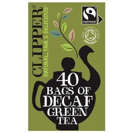 Clipper Organic Decaf Green Tea Bags | Box of 40 Decaffeinated Green Tea Bags | for Home & Office | Pure, Eco-Conscious, Fair Trade Tea | Natural, Unbleached, Plant-Based & Biodegradable