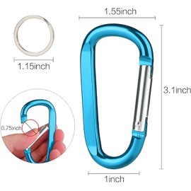 ETHEL 3" Aluminum Carabiner D Ring, Caribeener Clips, Spring Snap Hook for Keychain Clip, Set of 7