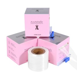 3 Boxes Disposable Eyebrow Tattoo Plastic Wrap with Ergonomic Slicer, Premium Transparent Preservative Film Roll Perfect for Lip Blush, Eyebrow Lamination Lash Lift Permanent Make Up Cling Cover