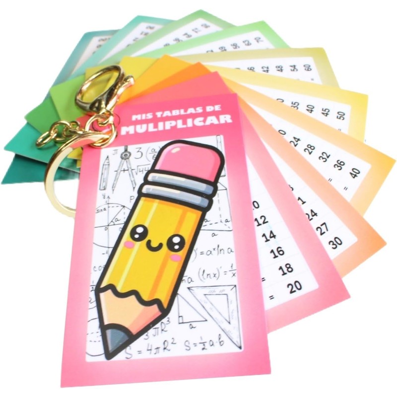 Llavero Didáctico de Tablas de Multiplicar, Material Educativo Lápiz