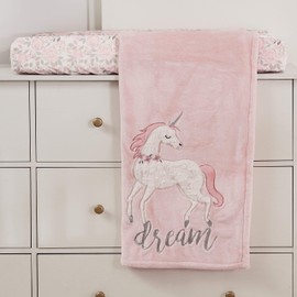 Levtex Baby - Funda para cambiador de pañales Colette, se adapta a la mayoría de los cambiadores estándar, felpa blanca, rosa y gris floral, accesorios de guardería, felpa