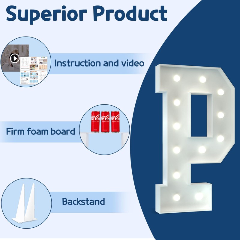 imprsv 4FT Marquee Light Up Letters, Cool White Lighted Letters