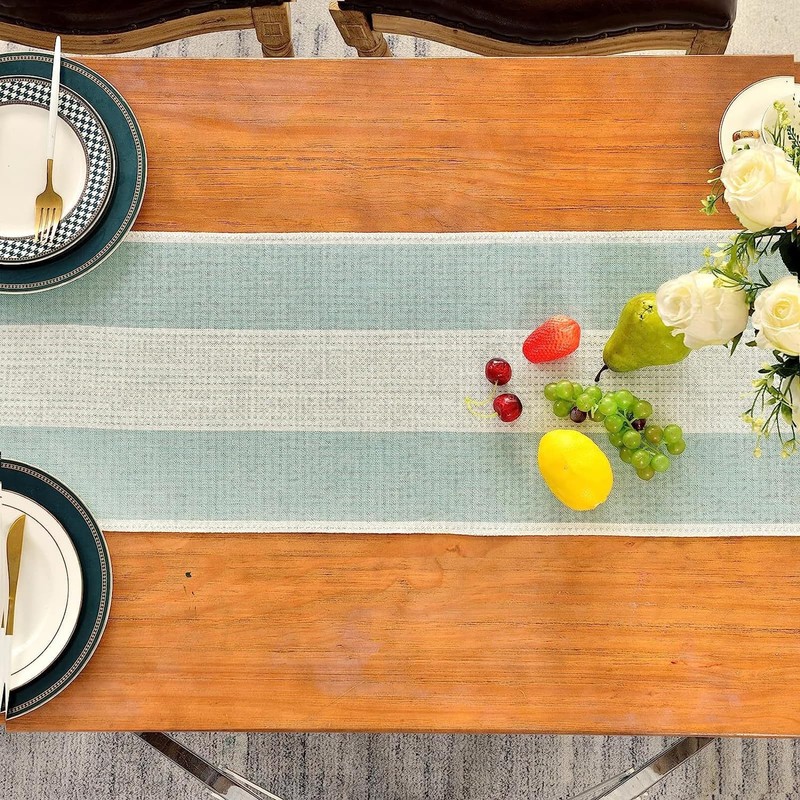 Table Runner with Tassels, 33x183cm Sage Green Tassel Table Runner,