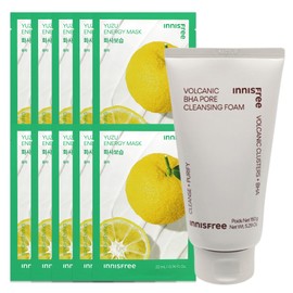 (10 sheets) Innisfree Energy Mask Yuzu + Volcanic Pore Baja Cleansing Foam 150g / (10매)이니스프리 에너지 마스크 유자+화산송이 모공 바하 클렌징 폼150g