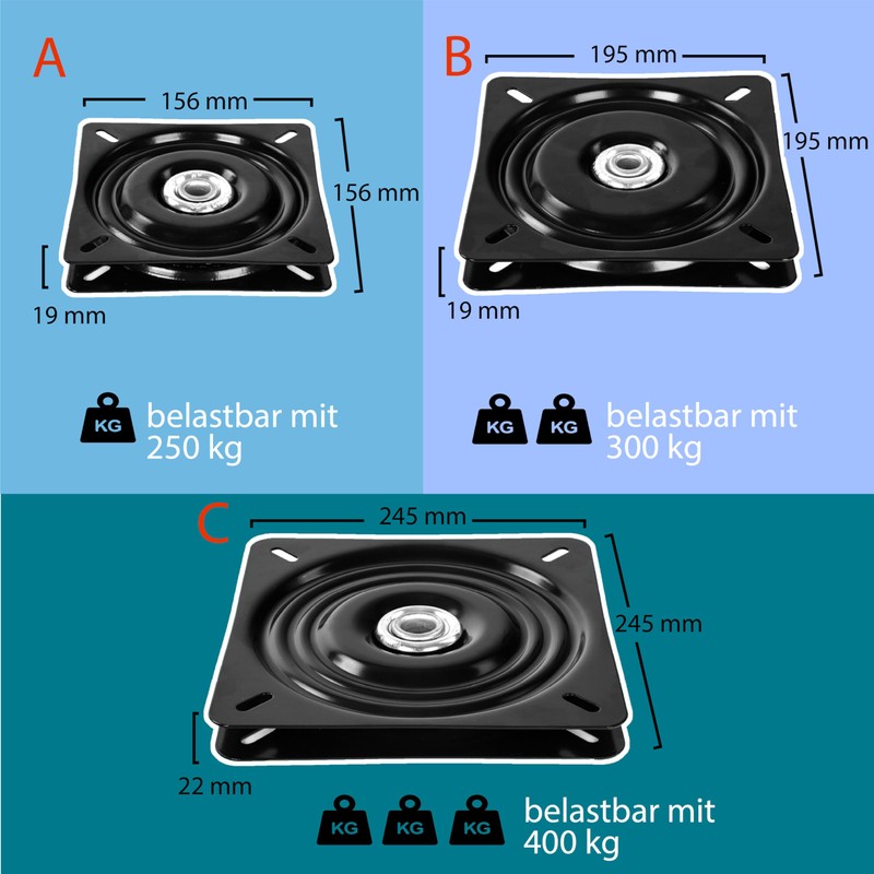 156 x 156 mm Turntable for TDS Boat Seat Swivel