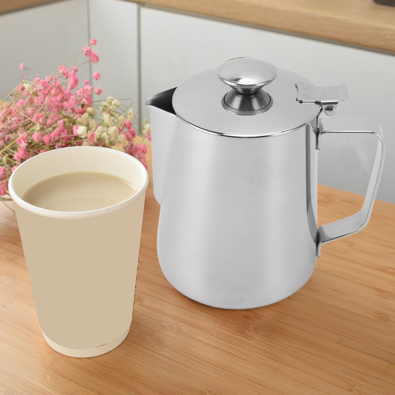 Milk Frothing Cup Thickened Stainless Steel Comfortable Handle Coffee Steaming