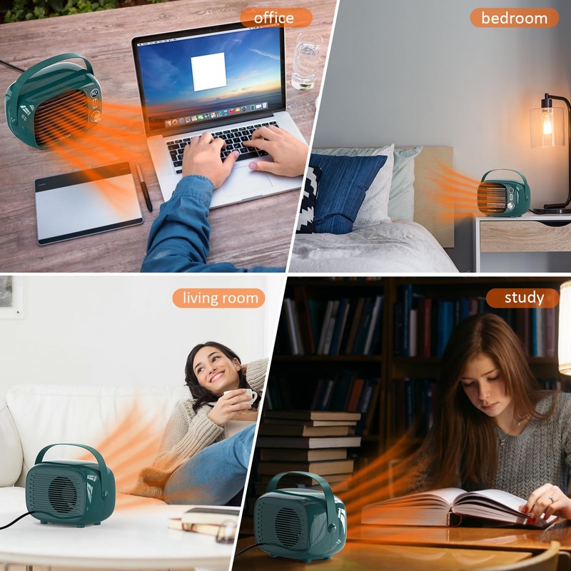 Coolfor Space Heater,800W/500W Fast Heating Desk Heater with Temperature Control,Safe