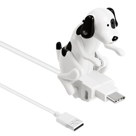 Frienda Dog Charging Cable Dog Smartphone Funny USB Cable USB Data Transmission Mini Graduation Season Gift Presents for Charging of Mobile Phones, Only Compatible with Type-c(White,Spot Style)