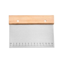 LOMUG Dough Cutter, Pack of 2 Stainless Steel Dough Card with Non-Slip Wooden Handle and Measuring Scale, Grill Scraper Dough Spatula Dough Card for Dough Cakes Pizza Baking Tool