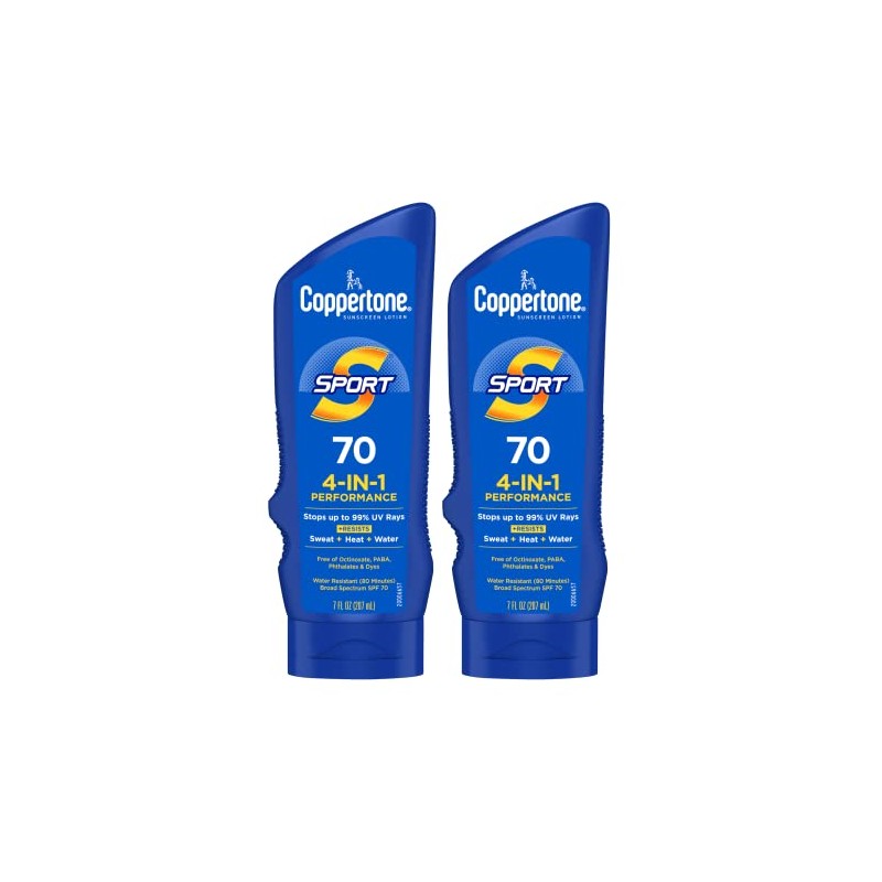 Coppertone Sport Sunscreen Lotion, Broad Spectrum SPF 70 Sunscreen Multi