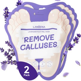 LANBENA 2 Pairs Exfoliating Foot Peel Mask for Hard Skin - Moisturising Foot Mask Socks for Removing Dry Dead Skin, Calluses & Repairing Rough Heels, for Baby Soft, Smooth Feet - Lavender&Vitamin C