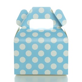 Food With Fashion Light Blue Candy Boxes, Baby Blue Polka Dot Favor Gift Box (12 Pack) - Candy Buffet Treat Boxes, Wedding Dessert Table Supplies, Small Birthday Gift Box
