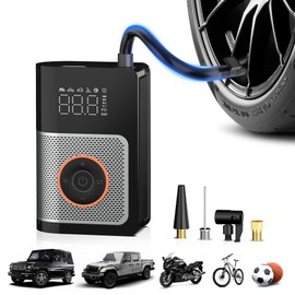Tire Inflator Portable Air Compressor, 160 PSI Portable Tire Inflator for Car, Car Tire Air Pump Portable with Tire Pressure Gauge, Portable Air Compressor for Car Tires, Motorcycle, Bicycle and More