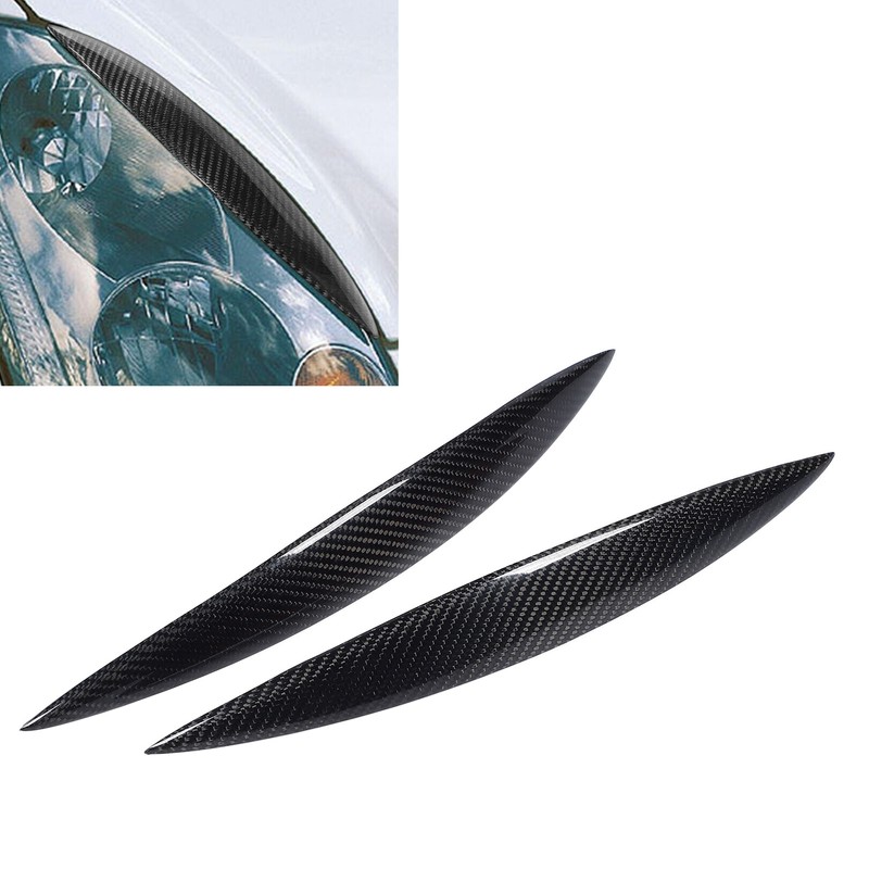 2pcs Carbon Fiber Headlight Eyebrows Left Right Glossy 3K Twill