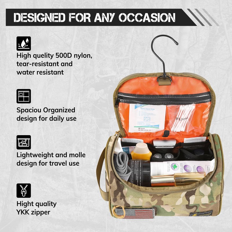 Tactical Toiletry Bag for Men, EDC Military Tool Bag, Camping