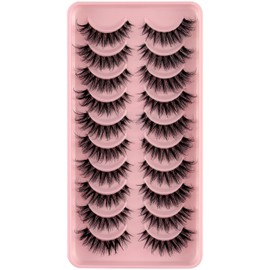 Clear Band Half False Eyelashes, 3D Fluffy Strip Eyelashes, D Curl Lash Strip, Natural False Eyelashes, Natural Wispies, Fluffy Eyelashes for Wispy Fake Eyelashes (DXAL06)