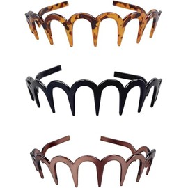 3 Piezas Diadema Ondulada, BetterJonny Diademas Zigzag para Mujeres y Hombres de Plástico con Peine Antideslizante para Todo Tipo de Cabello, Correr, 