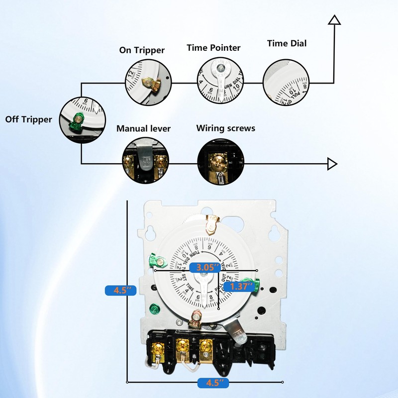 T101M Electromechanical Timer Switch Versatile Scheduling Manual Override,Mechanism Only