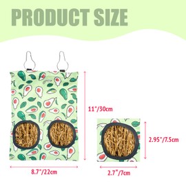 3Pcs Rabbit Hay Feeder Bags,Hanging Guinea Pig Hay Bags,Washable Bunny Hay Bags with 2 Holes for Rabbits Chinchillas Hamsters and Other Small Pets