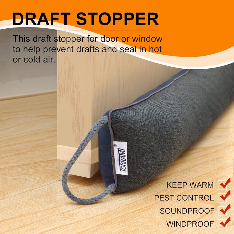 TORRAMI 30" Door Draft Stopper Under Bottom Insulation Noise Air