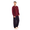 INSIGNIA Mens Fleece Long Sleeve Top Pyjamas Sets (Wine-Navy, XL)
