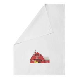 Azeeda 'Red Barn' White Cotton Tea Towel/Dish Cloth (TW00021923)