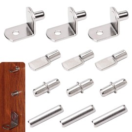 Shelf Pegs-Support Pins Set, 80 Pieces Stainless Steel Metal Bracket Nickel Plated, Easily Replace Missing or Broken Kitchen Cabinet Bookshelf Pegs, 4 Styles
