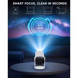 4K Mini Projector with WiFi 6 and Bluetooth 5.2 - Auto Keystone Smart Device Compatible for Laptop, PC, Tablet, and Phone in Bedroom, Home, and Outdoor