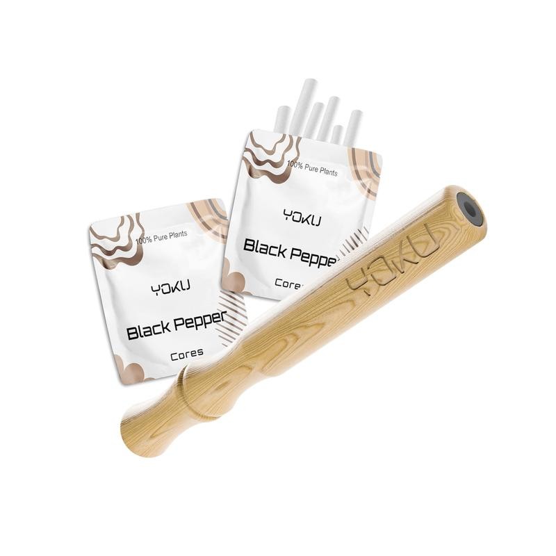 Wooden Aroma Inhaler with Essential Oil Flavored Cores - Scent: