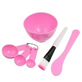 Onwon 4 in 1 Women Girl Lady Facial Skin Care DIY Mask Make Up Mixing Tool Set Kits Include Bowl Stick Brush Gauge Spoon (Pink)