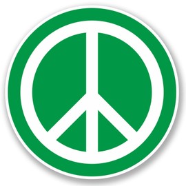 2 x 10cm Peace Vinyl Sticker Symbol Hippy Camper Van Badge Green Surf #5612 (10cm x 10cm)