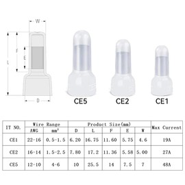 Teansic 500 Pcs Closed End Crimp Connectors, 22-16 AWG Wire End Caps Protective Nylon Wire Crimps Connectors (CE1)