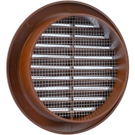 Vent Systems 4'' Inch - Pack of 5 - Brown - Soffit Vent Cover - Round Air Vent Louver - Grill Cover - Built-in Insect Screen - HVAC Vents for Bathroom, Home Office, Kitchen