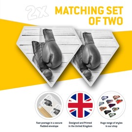 2 x Diamond Stickers 7.5 cm BW - Boxing Gloves Retro Sports Fun Decals for Laptops,Tablets,Luggage,Scrap Booking,Fridges, #38941