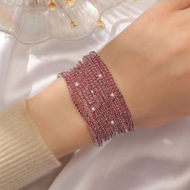 Tennis Bracelets for Woman Layered Rhinestone Bracelet for Women Sparkle Cubic Zirconia Stretch Tennis Bracelet Chunky Bangles Prom Charm Jewelry for Women