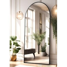ITSRG Floor Mirror, Full Length Mirror with Stand, Arched Wall Mirror, 26"x68" Mirror Full Length, Black Floor Mirror Freestanding, Wall Mounted Mirror for Bedroom Living Room, Black