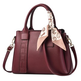 DORRISO Elegant Women Handbag Fashion Top Handle Bag with Soft Cute Ribbon Shoulder Bag for Travel Shopping Date Holiday Daily Casual PU Leather Ladies Satchel Crossbody Bag Red