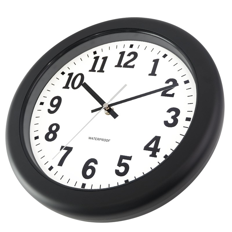 Caysie 12 Inch Sealed Indoor Outdoor Clock Waterproof, Silent Battery